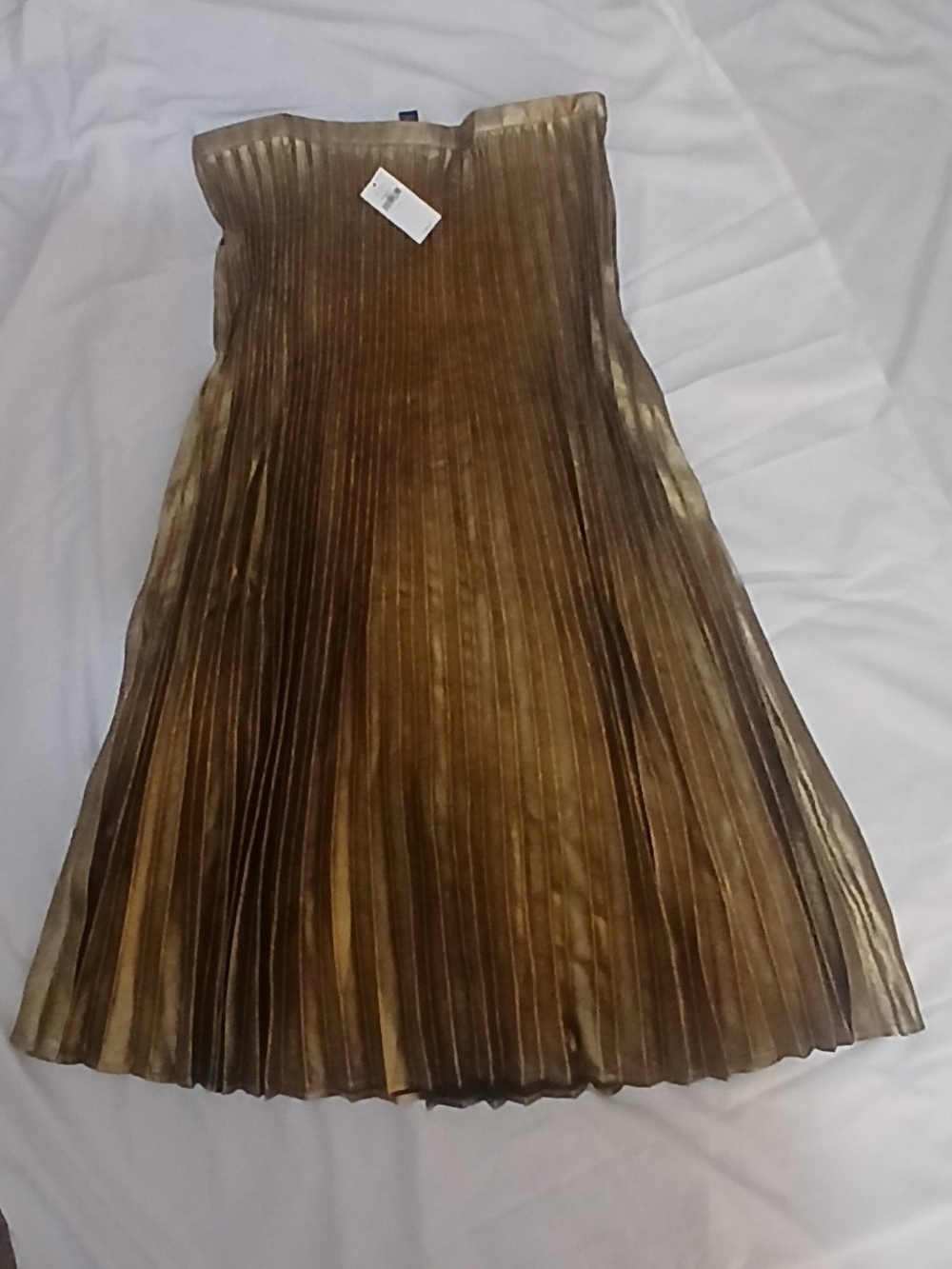 Banana Republic Metallic Pleated Midi Skirt - Gold/Bronze